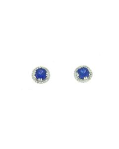 18K White Gold Diamond And Sapphires Earrings 30836392