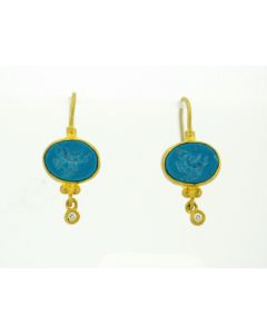Kurtulan 24K Gold Turquoise  Diamond Earrings