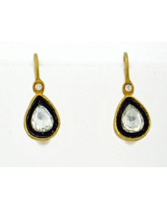 Kurtulan 24K Gold and Silver Rose Cut Diamond Earrings 