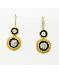 Kurtulan 24K Gold and Silver Rose Cut Diamond Earrings 