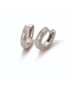 Breuning Rhodium Plated Small Round Huggie Earrings with CZ 06/06523-6