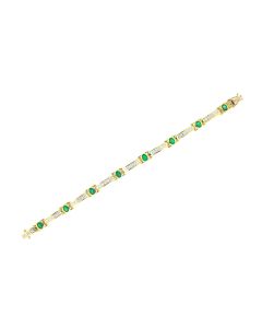 18 K Two-Tone Gold Diamond Bracelet with Emeralds 41023549