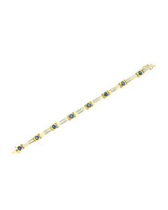 18 K Two-Tone Gold Diamond Bracelet with Sapphires. 43023548