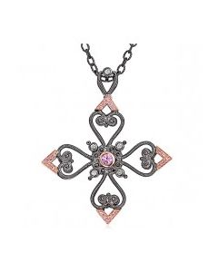 Eli Jewels Exclusive Aegean Cross, Antiqued Silver/18K Gold Pink Sapphires  69034606