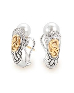 Gabriella Bruni, Palladium Silver and 18 K gold, Pearl Earrings