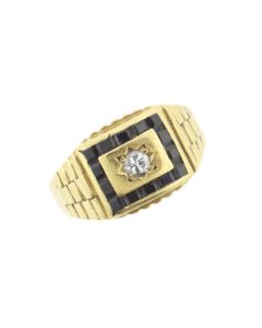 18 K Gold Sapphire And Diamond  Men's Ring 99299225