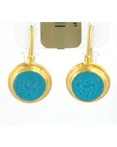 Kurtulan 24K Gold and Silver Turquoise Earrings 