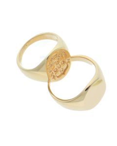 18 K Gold Solid Oval Signet Ring For Initials / Code Of Arms / Family Crest Engraving 99299223