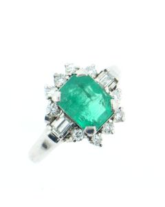 Platinum Diamond Emerald Ring 99299212