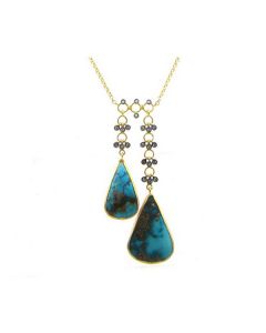 Kurtulan Exclusive 24K Gold and Silver Genuine Turquoise Necklace 52482516
