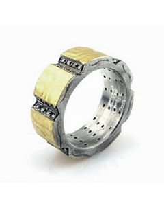 Kurtulan 24K Gold and Silver Diamond Hanedan Ring 