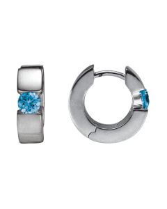 Sterling Silver Rhodium Plated Blue Topaz Hinged Hoop Earrings 39085336