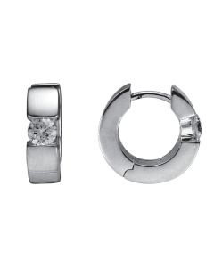 Sterling Silver Rhodium Plated CZ Hinged Hoop Earrings 39085340