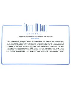 Piero Milano Warranty Certificate 